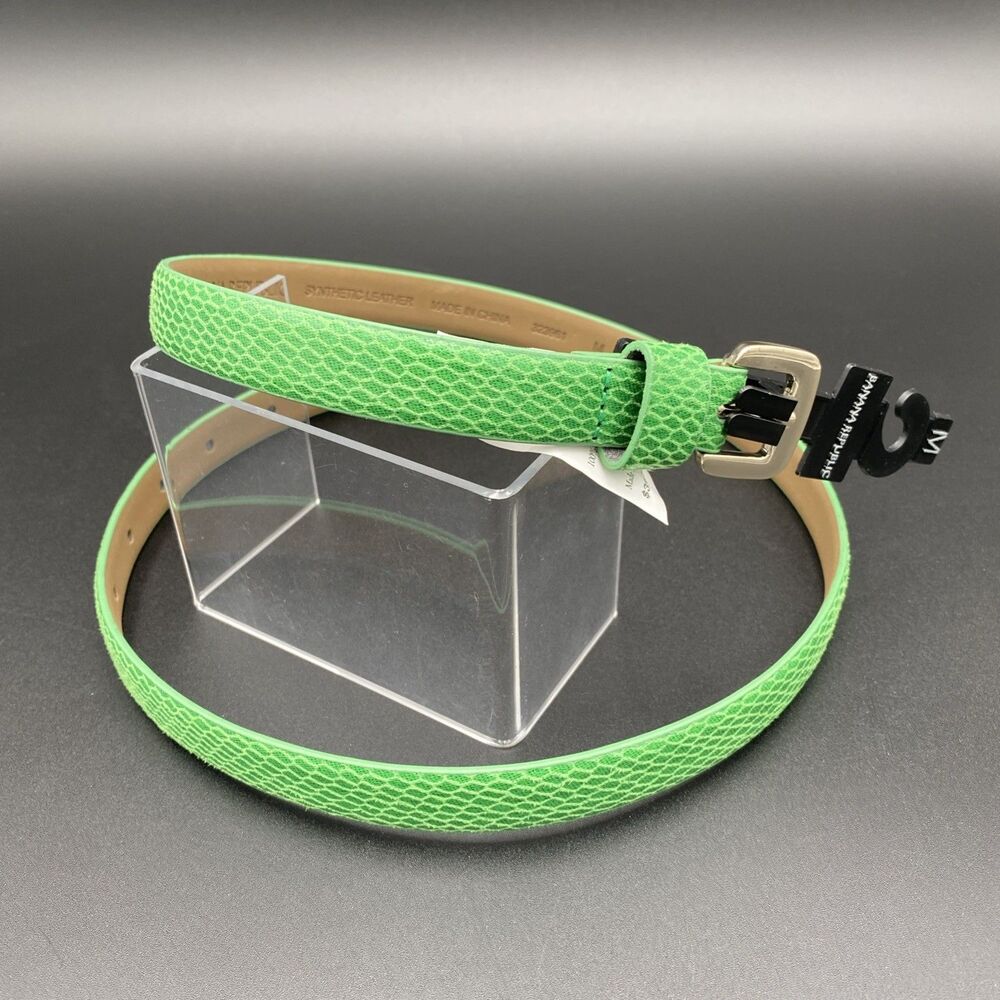 Banana Republic Green Snakeskin Embossed Belt Medium 3/4" Synthetic Leather NWT